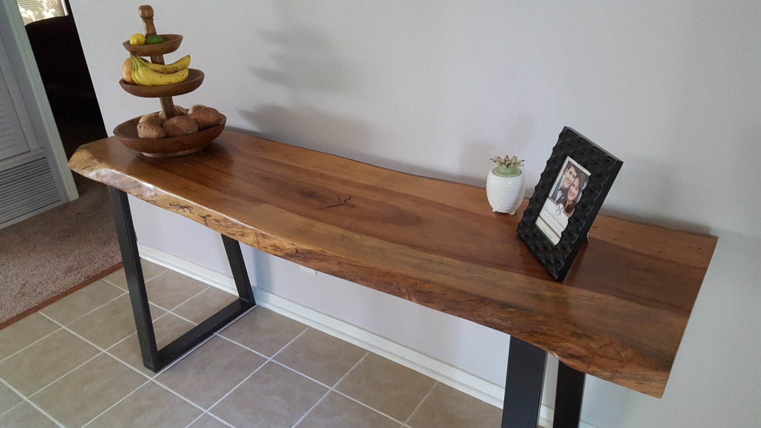 Console table pecan live edge