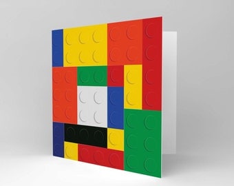 Lego Card - Greetings Card Fun Kids Birthday Blank Blocks Blank Card CS077