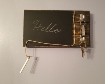 Rustic Chalkboard and Key Holder