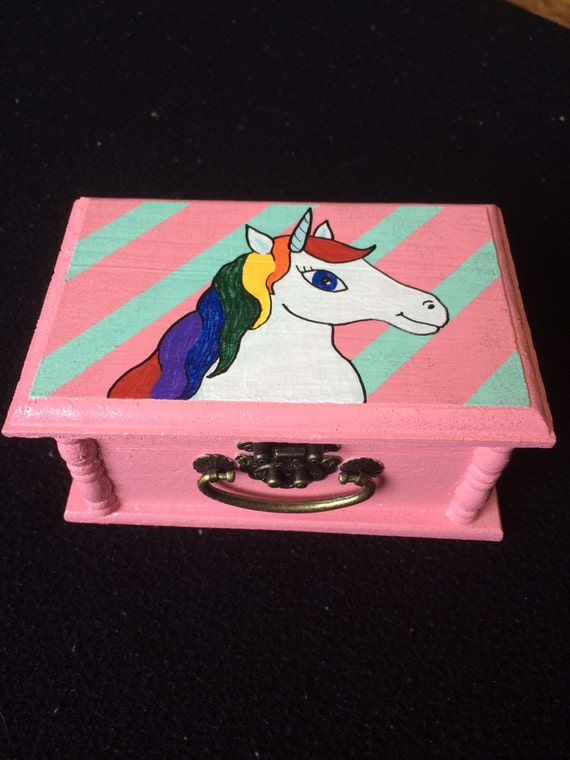 Hand painted unicorn jewelry box