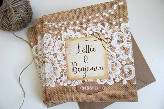 Rustic Burlap & Lace Wedding Invitation Sample
