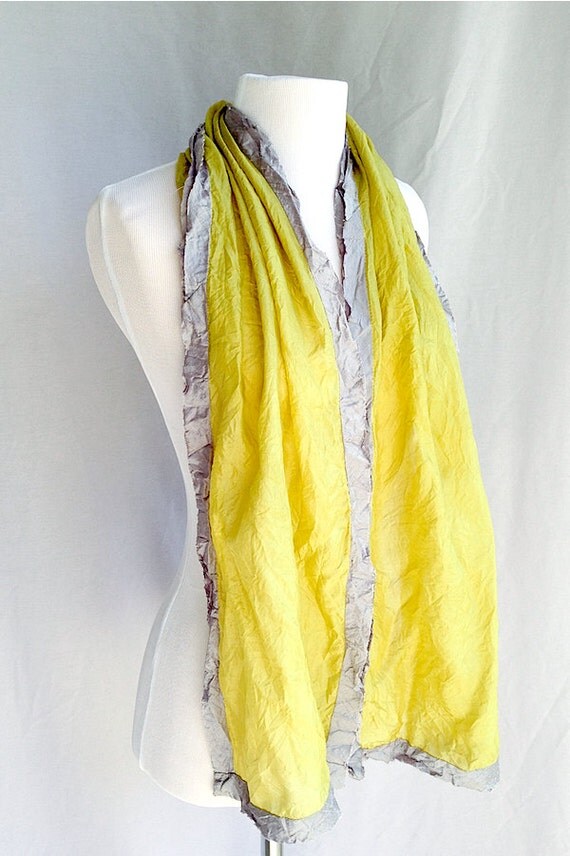 Yellow Silk Scarf Hand Dyed Yellow Silk by RedChairStudioSilks