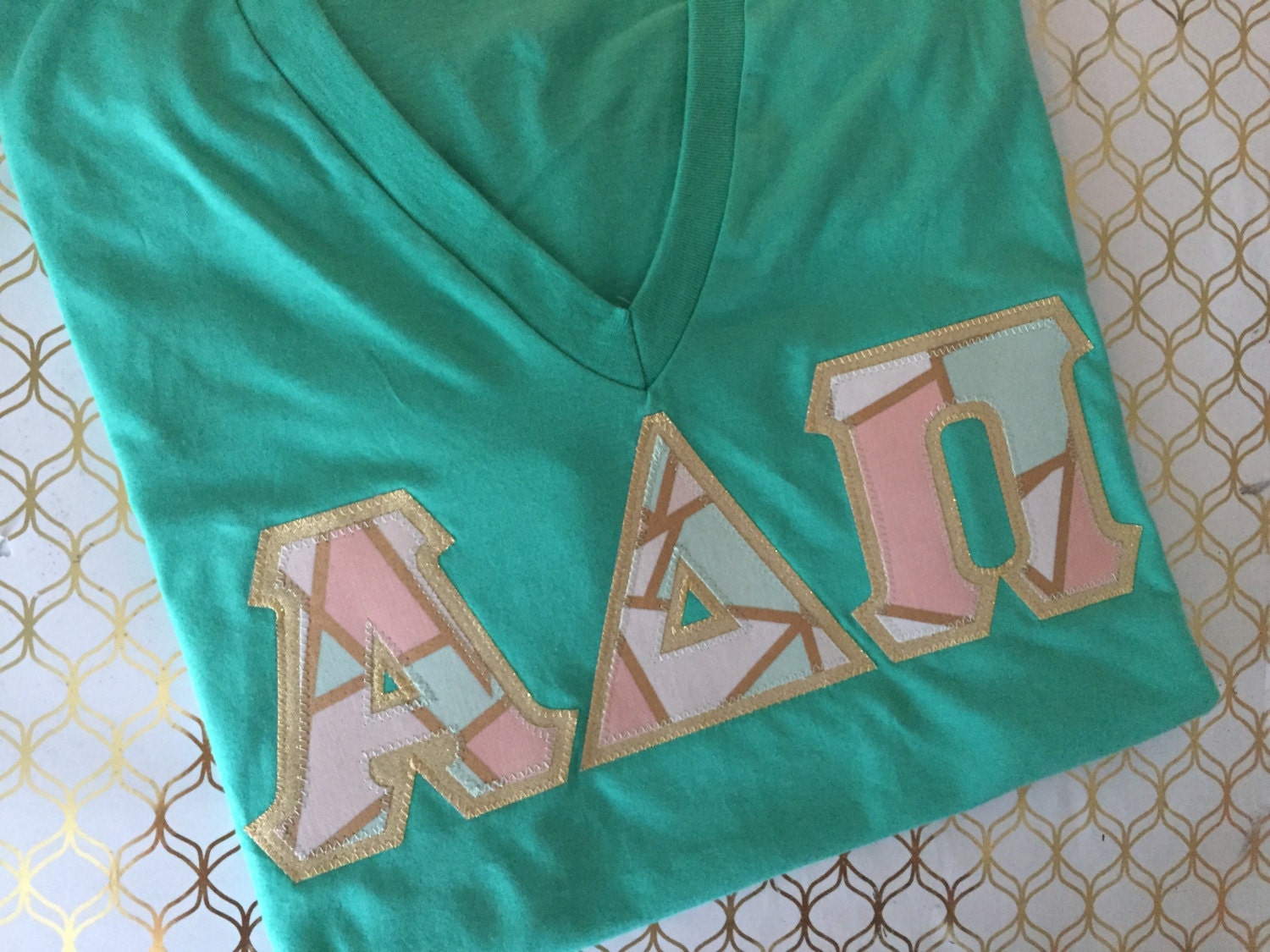 American Apparel Greek Letter v neck Shirt ADPi v neck Zeta