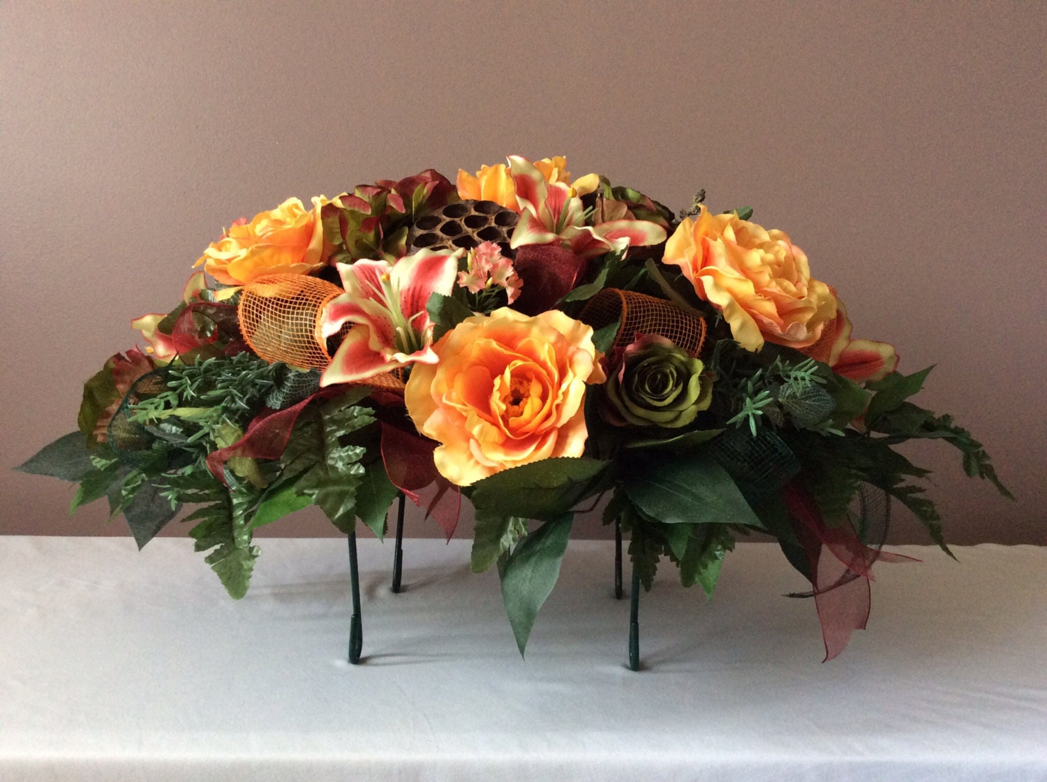 Cemetery Flowers Tombstone Topper Artificial Flower