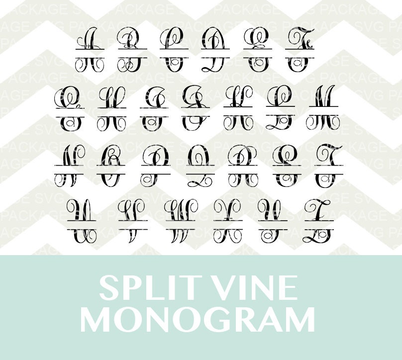 Download SVG Cut File Split Vine monogram SVG Font Monogram Font