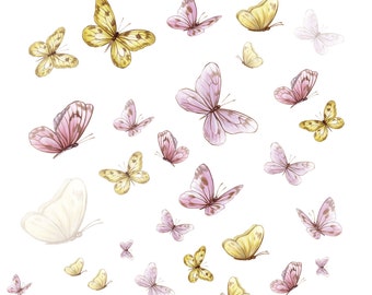 Butterfly Decals, butterfly wall stickers, butterfly wall decals, painted butterflies, butterfly mural, butterfly wall sticker, girls decals
