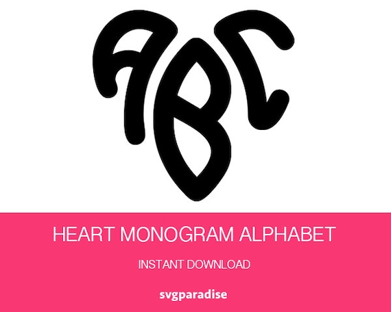 Download Heart Monogram SVG SVG Cutting File Monogram Alphabet Three