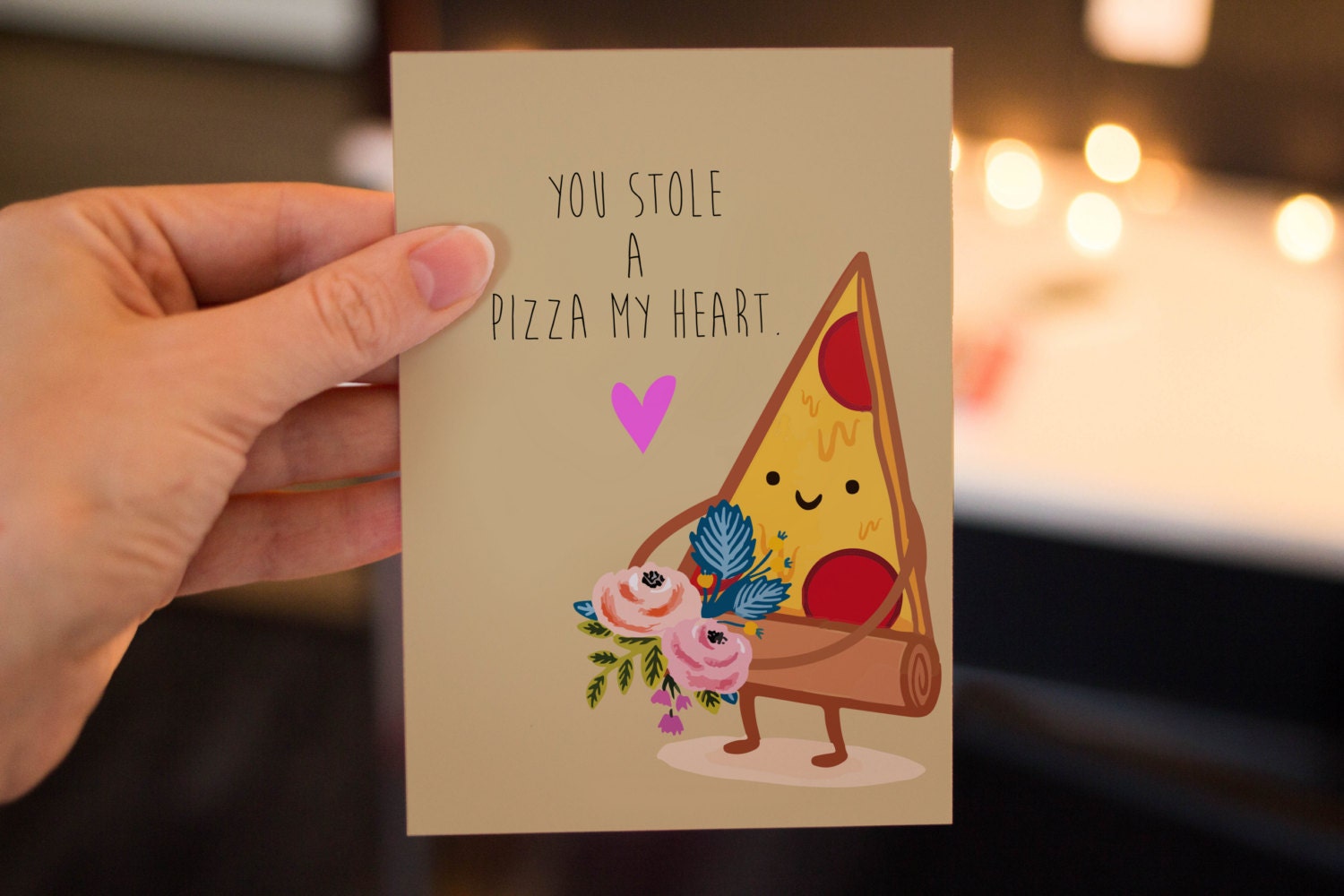 You Stole a Pizza My heart Greeting Card by HalfmoonDesignsCo