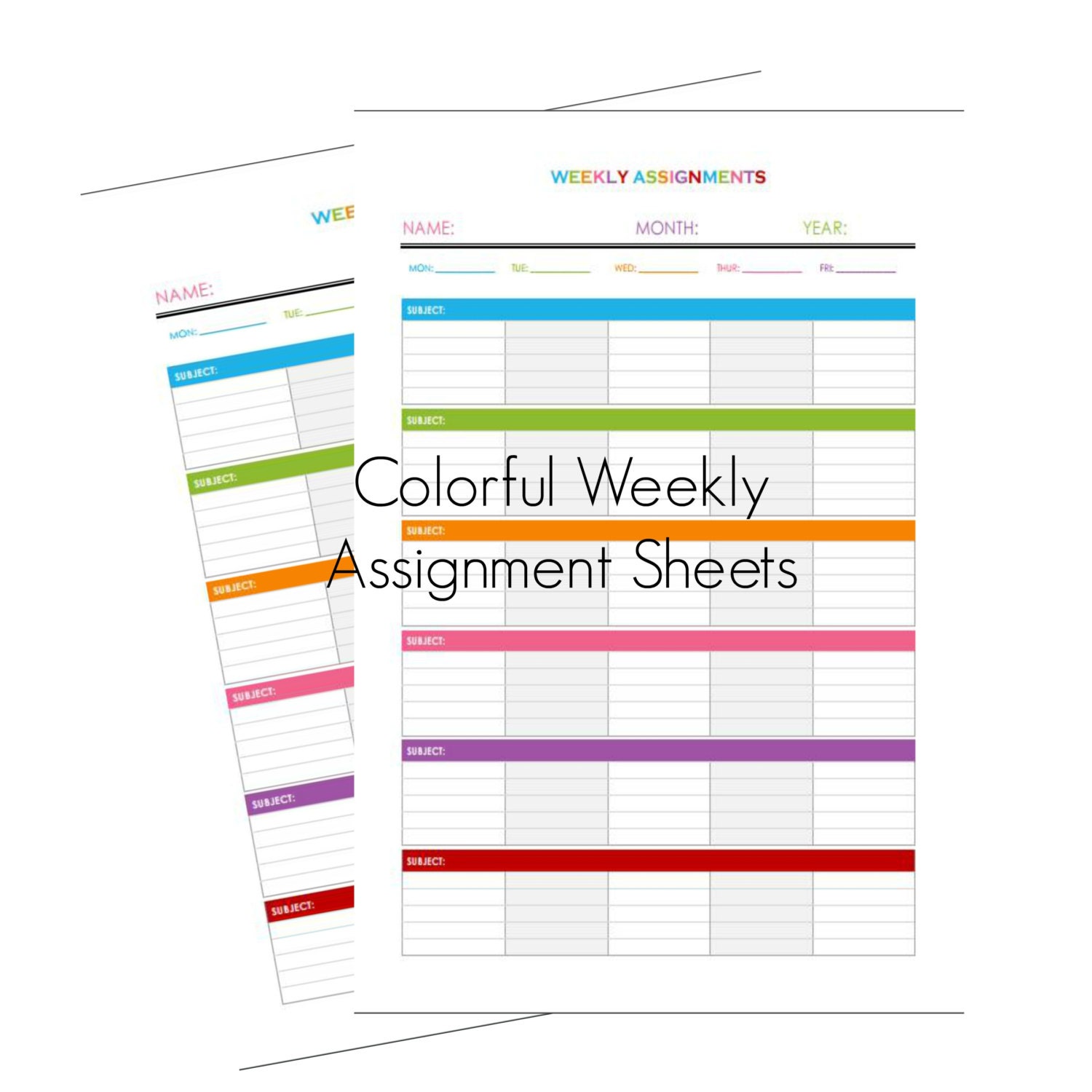 weekly assignment planner printable