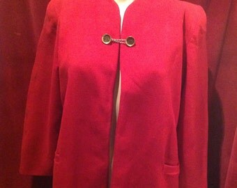 1940s / 50s Red Ladies Vintage Swing Jacket / Wool Swing Jacket Two Front Pockets