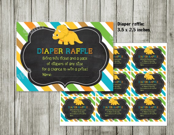 download invitation letter Dinosaur Dinosaur Diaper raffle shower birthday boy baby