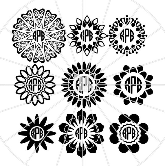 Download Intricate Flower Monograms Frames Set 1 Digital Cutting File