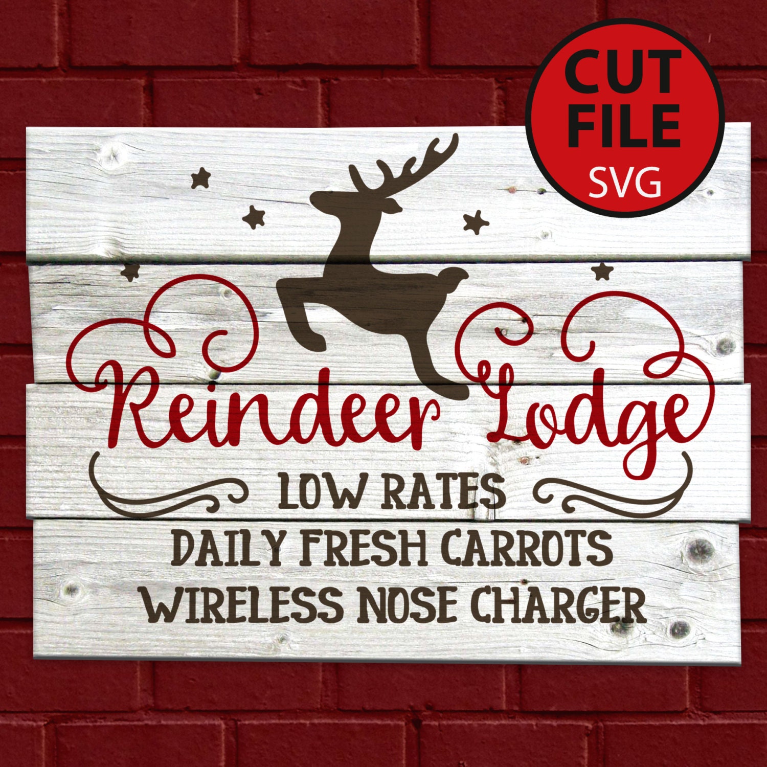 Download Reindeer Lodge svg cut file decal vector Christmas wood