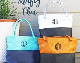 Two Toned Moni Monogram Tote