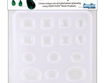 1 Resin Jewelry Mold "Large Jewels" - 14 Cavity Resin, Polymer Clay, Jewelry Mold 6.5"X7", SZS1267