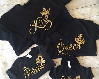 King and Queen Family Shirts, Matching Family T-Shirts , Tank Top, Personalized couples T-Shirts,