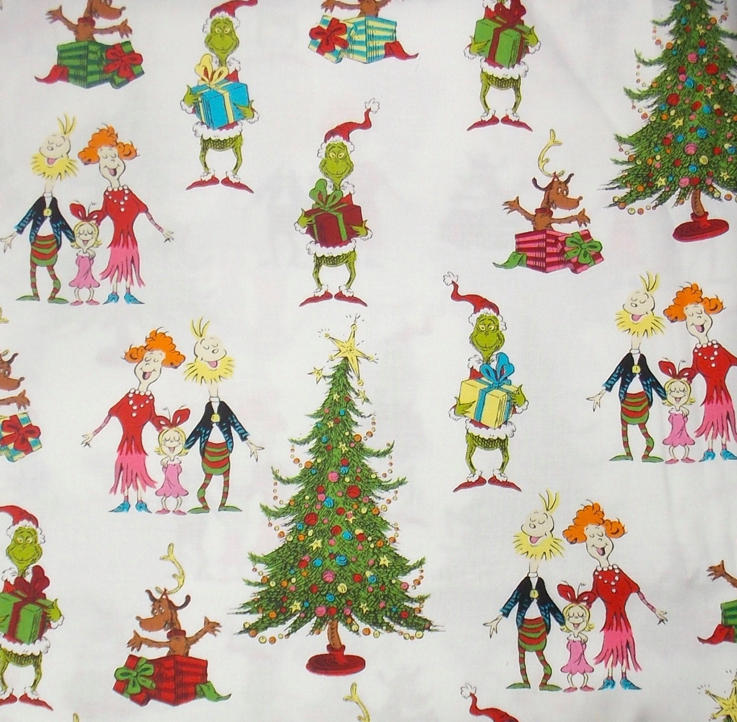 Grinch Fabric Christmas Fabric Holiday Fabric by OneQuirkyMoose