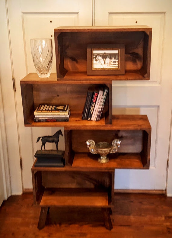 Solid wood crate bookcase with splayed legs34 wide