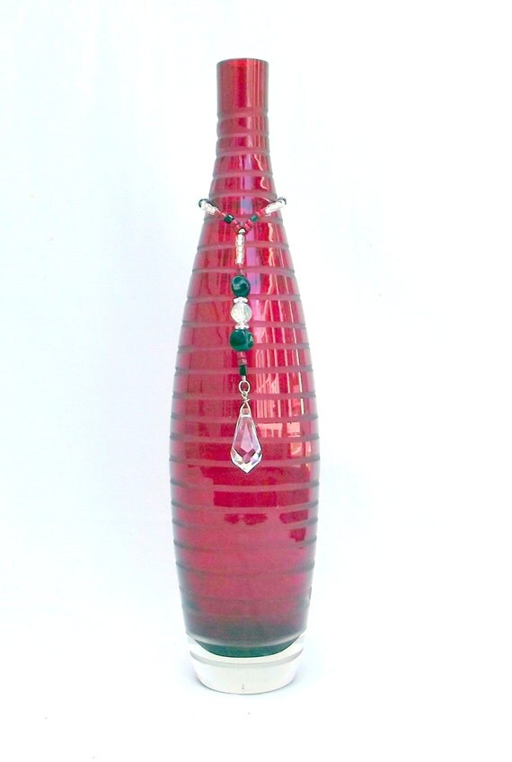 Incense Stick Burner Ash Catcher Smoking Bottle Glass Red