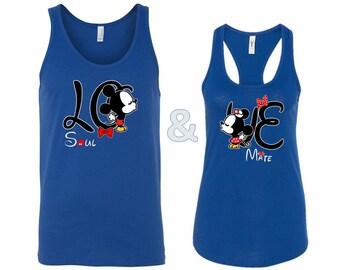 Couple Tank Tops Inspired Mickey Minnie Kissing Love Matching Tanks Couples Shirt Couple Tshirt His Hers Disney Inspired Tees Matching Love