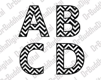Sale! Chevron Monogram Font SVG Collection - Chevron Monogram Alphabet DXF - Chevron Letter - Files for Silhouette Cameo or Cricut