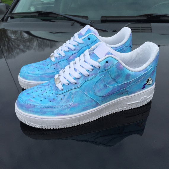 Nike Air Force 1 Shoes Custom Dirty Sprite Blue by CustomJordans