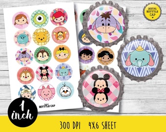 50% OFF SALE Disney Tsum tsum bottlecap-Disney Tsum tsum 1 inch Bottlecap-Printable Image-Tsum tsum collage sheet-Disney 1 inch-COD45