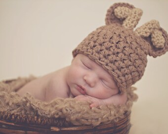 Crochet Deer Newborn hat- photography prop