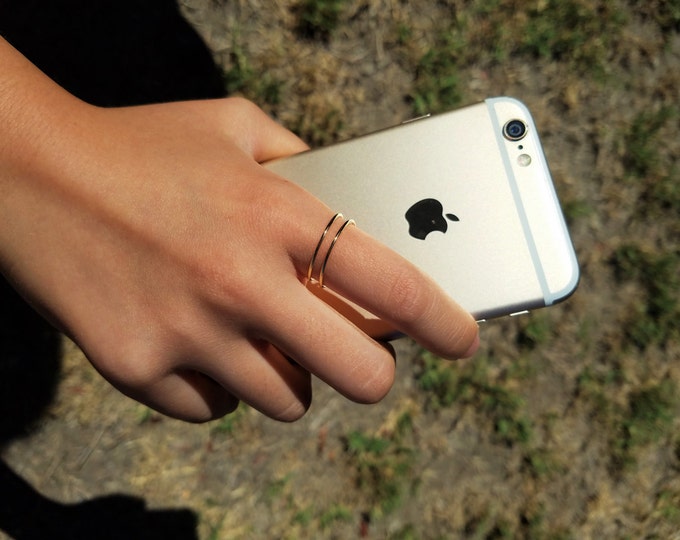 Thin Plain Gold Ring with Double row. adjustable size