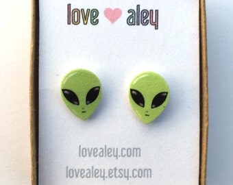Alien Earrings space Earrings Cute Earrings grunge stud earrings alien jewelry gift for her christmas gift holiday gift