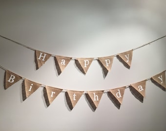 Happy birthday burlap banner