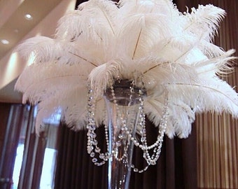 100 pcs White TAIL Ostrich Feathers 13-16",wedding table centerpiece,decoration,ostrich centerpiece, feather centerpiece. Exotic Feathers