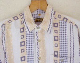 Long Sleeved Vintage Aztec Print Shirt - Size Extra Large