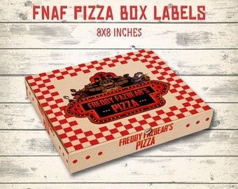 FNAF pizza box, FNAF pizza labels, Five Nights at Freddy's pizza box! 8x8" main label and 8x1.5" side labels!