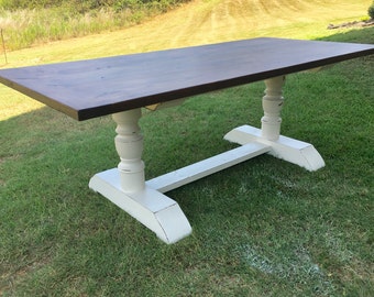 Farmhouse Table | Dining Table | Solid Wood Table | Harvest Pedestal Table
