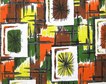 Vintage 50s Barkcloth Fabric Atomic FQ Original Midcentury