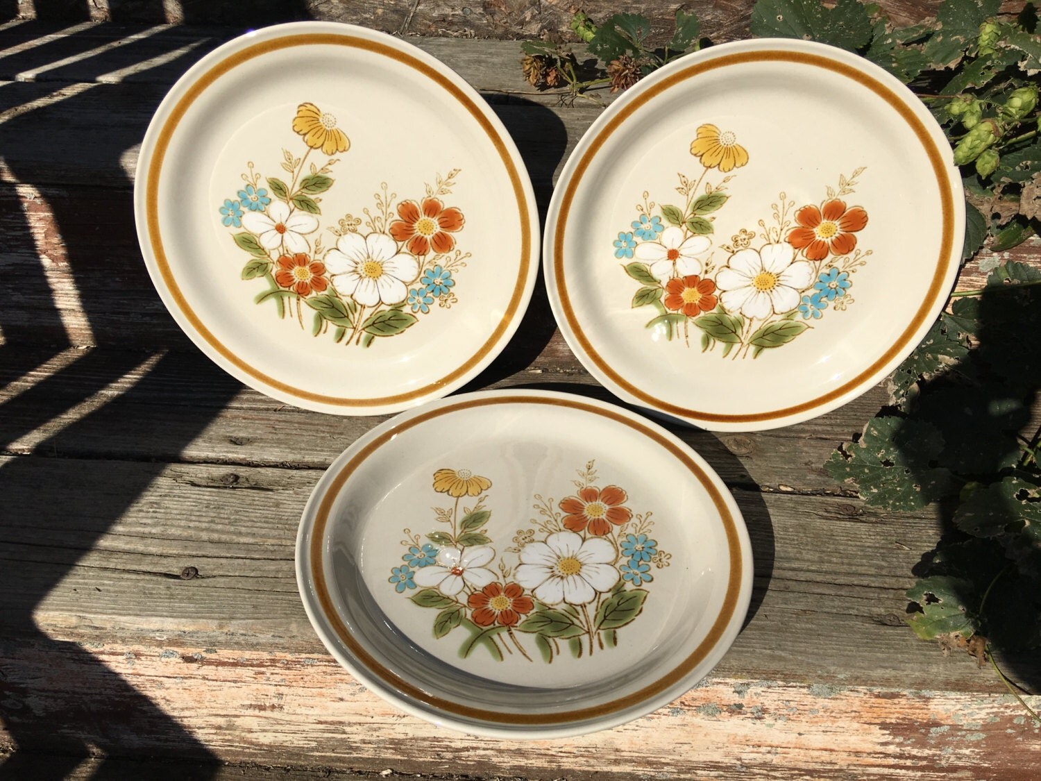 Set of Vintage Stoneware Dinner Salad Dessert Plates Highland