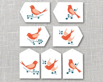 Bright Birds Gift Tags Printable Instant Download PDF