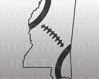 Mississippi Football Outline SVG File-Cutting Template-Clip Art Commercial & Personal Use-vector art Cricut,Cameo,Sizzix,Pazzles,Silhouette