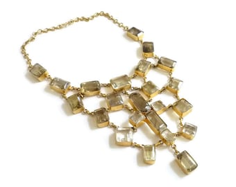 Massive Statement Necklace Vermeil and Citrine
