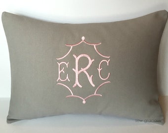 PAGODA font Monogram Pillow Cover. Chinoiserie Home Decor. 12 x 16 Decorative Pillow. Luxe Wedding Gift. Dorm Decor. Baby Gift. SewGracious