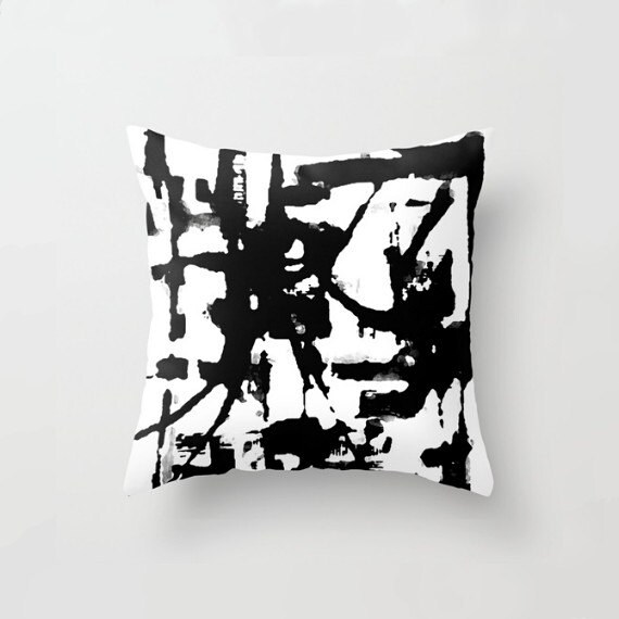 Abstract Art Black And White Pillow Cover The by TinaCarroll