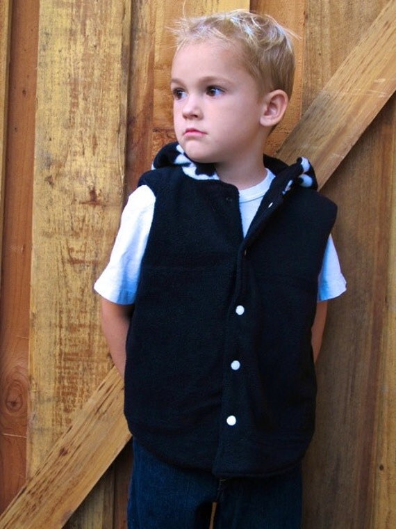 Childrens Hoody Sewing Pattern Hooded Fleece Vest PDF Sewing