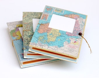 Personalized Travel Journal with Pockets and Envelopes, Map Notebook, Trip Diary, Made to Order