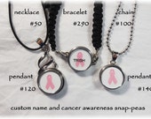 Personalized Breast Cancer Chunk Charm Popper fits Noosa Ginger Snap Pea Magnolia Jewelry Necklace Bracelet OFG Team