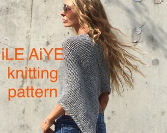 Poncho Pattern, Easy Knitting Pattern, coverup knit poncho pattern, DIY pattern,