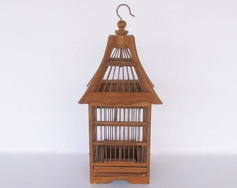 Vintage Birdcage, Wooden Birdcage, Rustic Wood Bird Cage