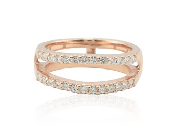 moissanite ring guard in 14k rose gold engagement ring wrap moissanite wedding bands - Wedding Ring Wraps moissanite ring guard in 14k rose gold engagement ring wrap moissanite wedding bands - Wedding Ring Wraps