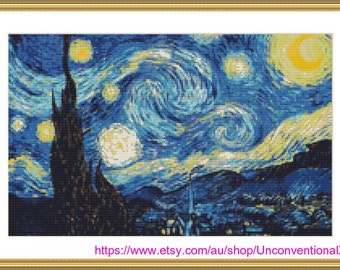 The Starry Night cross stitch pattern - xstitch Vincent van Gogh