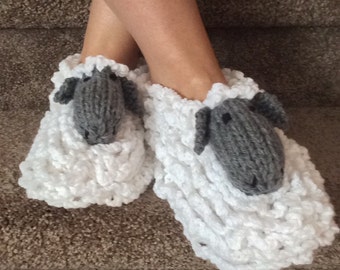 Animal Slippers Sheep Slippers Adult Slippers Lamb Slippers Knitted Slippers